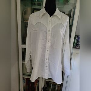 Roper White on White Embroidered Western Pearl Snap Shirt Rockabilly Rodeo 3X